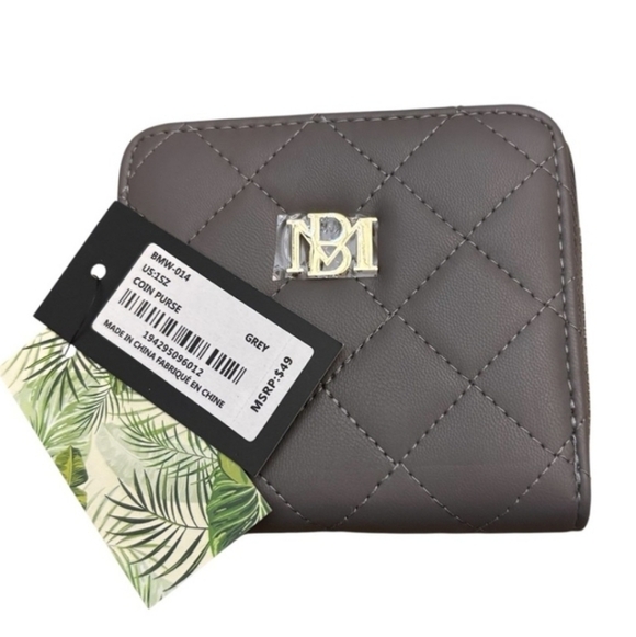 Badgley Mischka Handbags - Badgley Mischka Quilted Gray Coin Purse Vegan Wallet